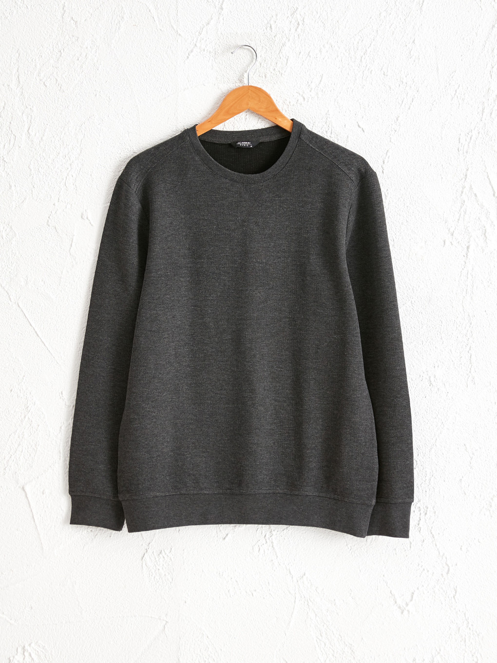 Antrasit Rahat Kalıp Bisiklet Yaka Basic Sweatshirt