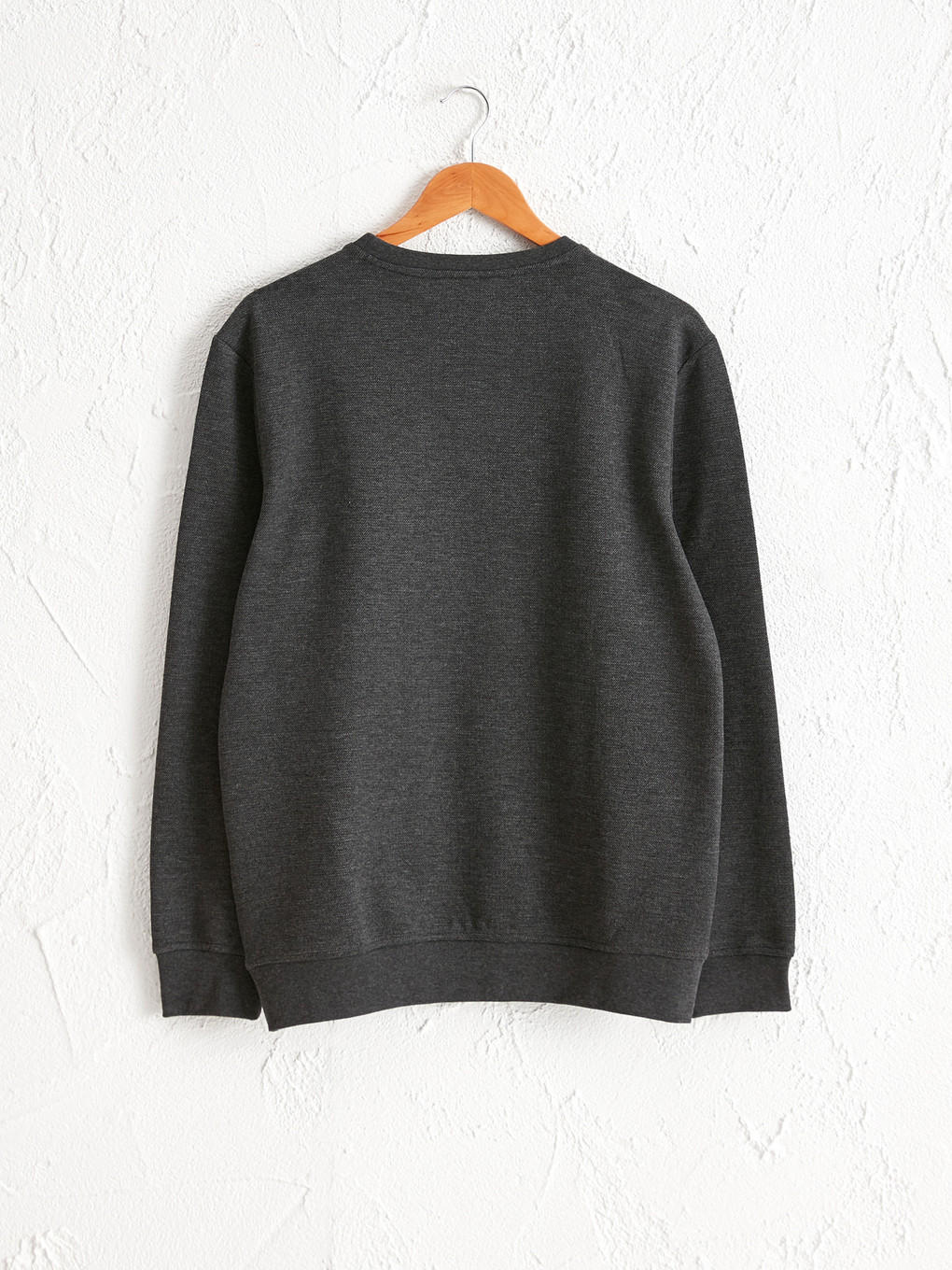 Antrasit Rahat Kalıp Bisiklet Yaka Basic Sweatshirt-1