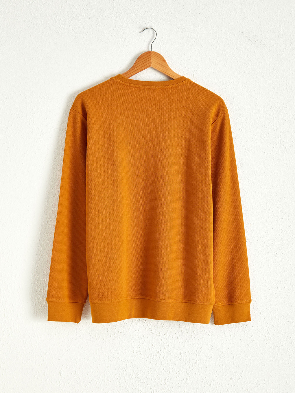 Sarı Rahat Kalıp Bisiklet Yaka Basic Sweatshirt-2