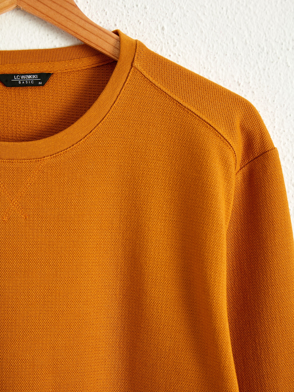 Sarı Rahat Kalıp Bisiklet Yaka Basic Sweatshirt-3
