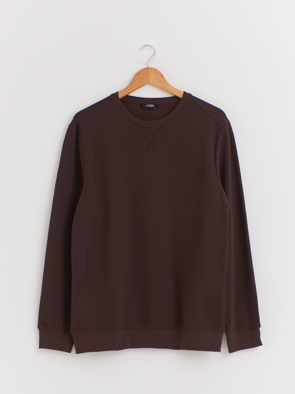 Kahverengi Rahat Kalıp Bisiklet Yaka Basic Sweatshirt