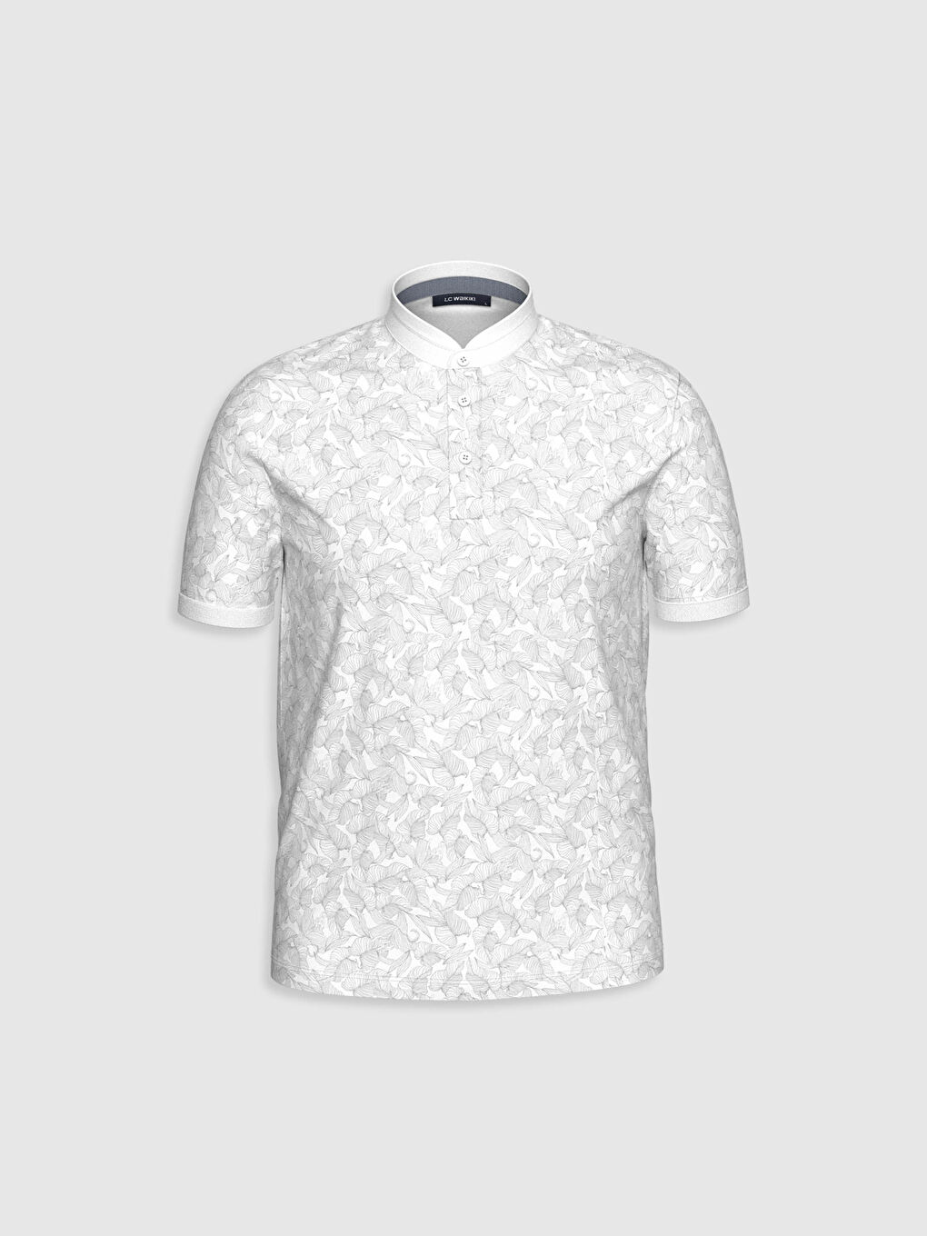 تيشيرت قطن مطبوع بياقة واسعة وكم قصير-1