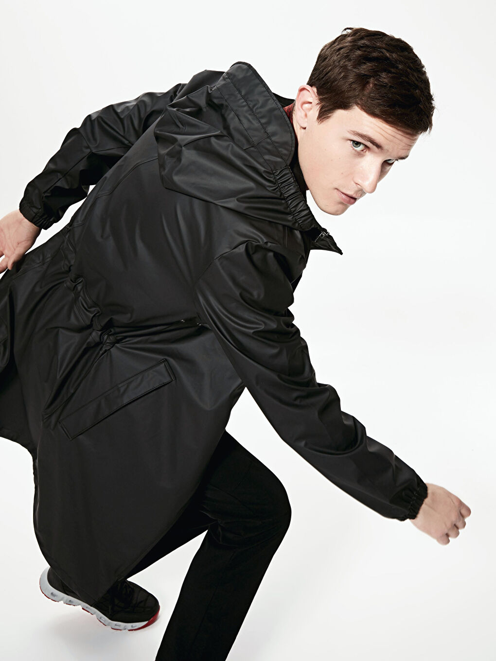 Regular Fit Hooded Men's Raincoat-2