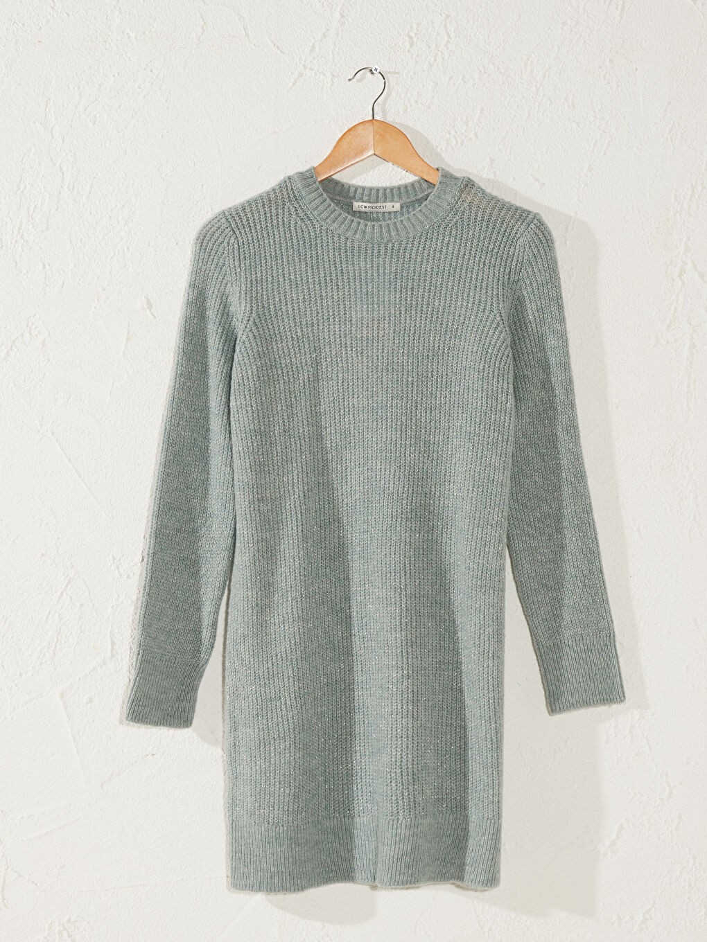 Yeşil Uzun Kollu Kadın Triko Salaş Tunik