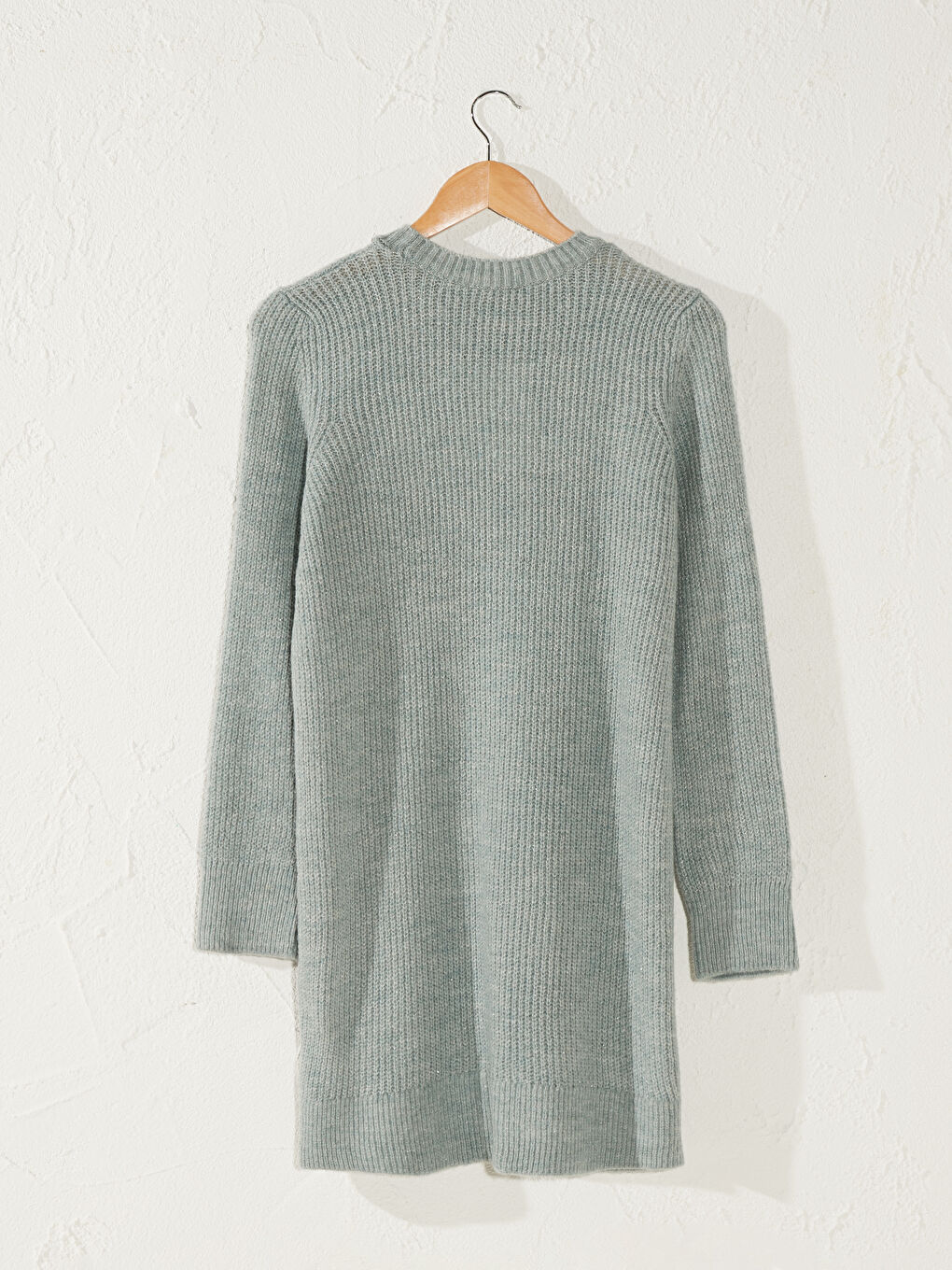 Yeşil Uzun Kollu Kadın Triko Salaş Tunik-1