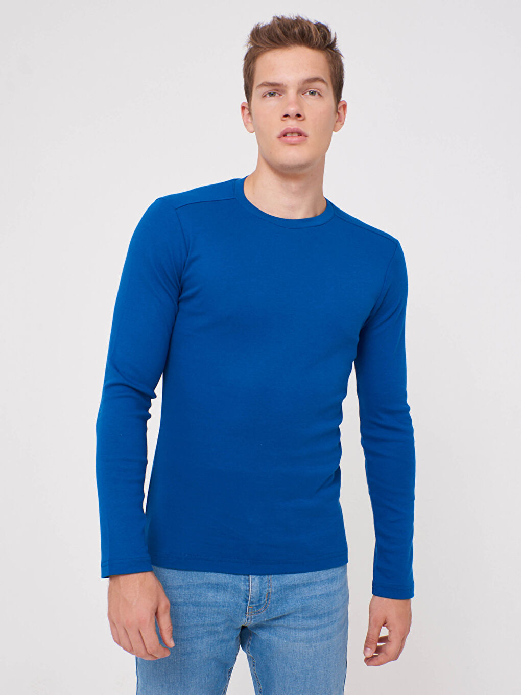 Mavi Bisiklet Yaka Basic Uzun Kollu Tişört-1