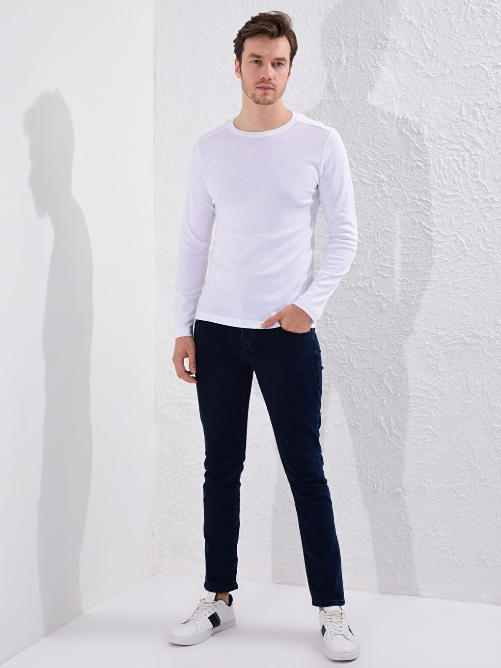 تيشيرت كم طويل أساسي بياقة دائرية-2