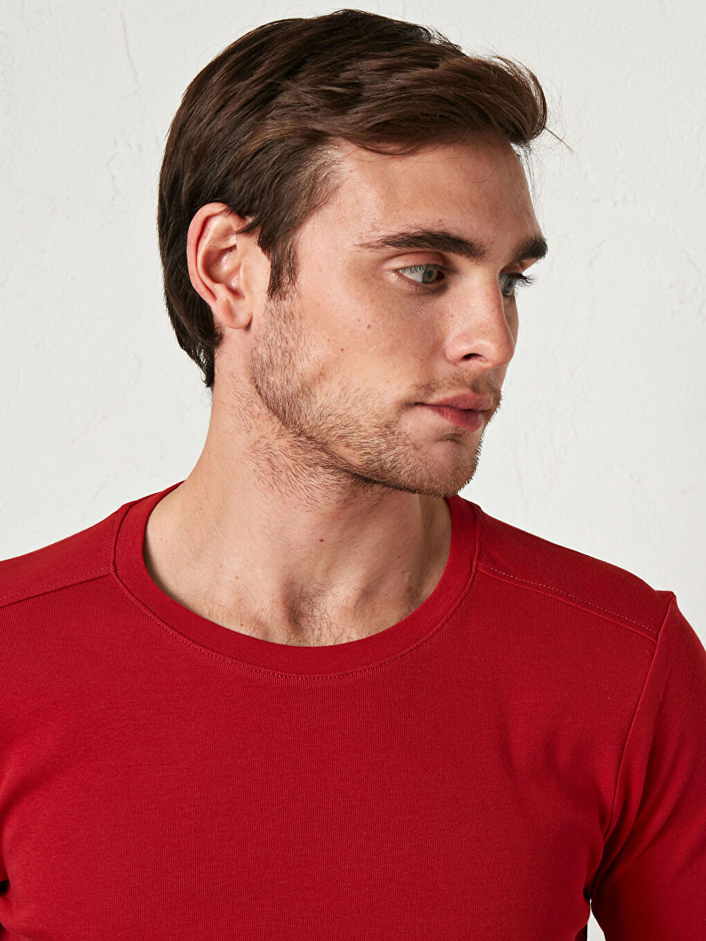 Kırmızı Bisiklet Yaka Basic Uzun Kollu Tişört