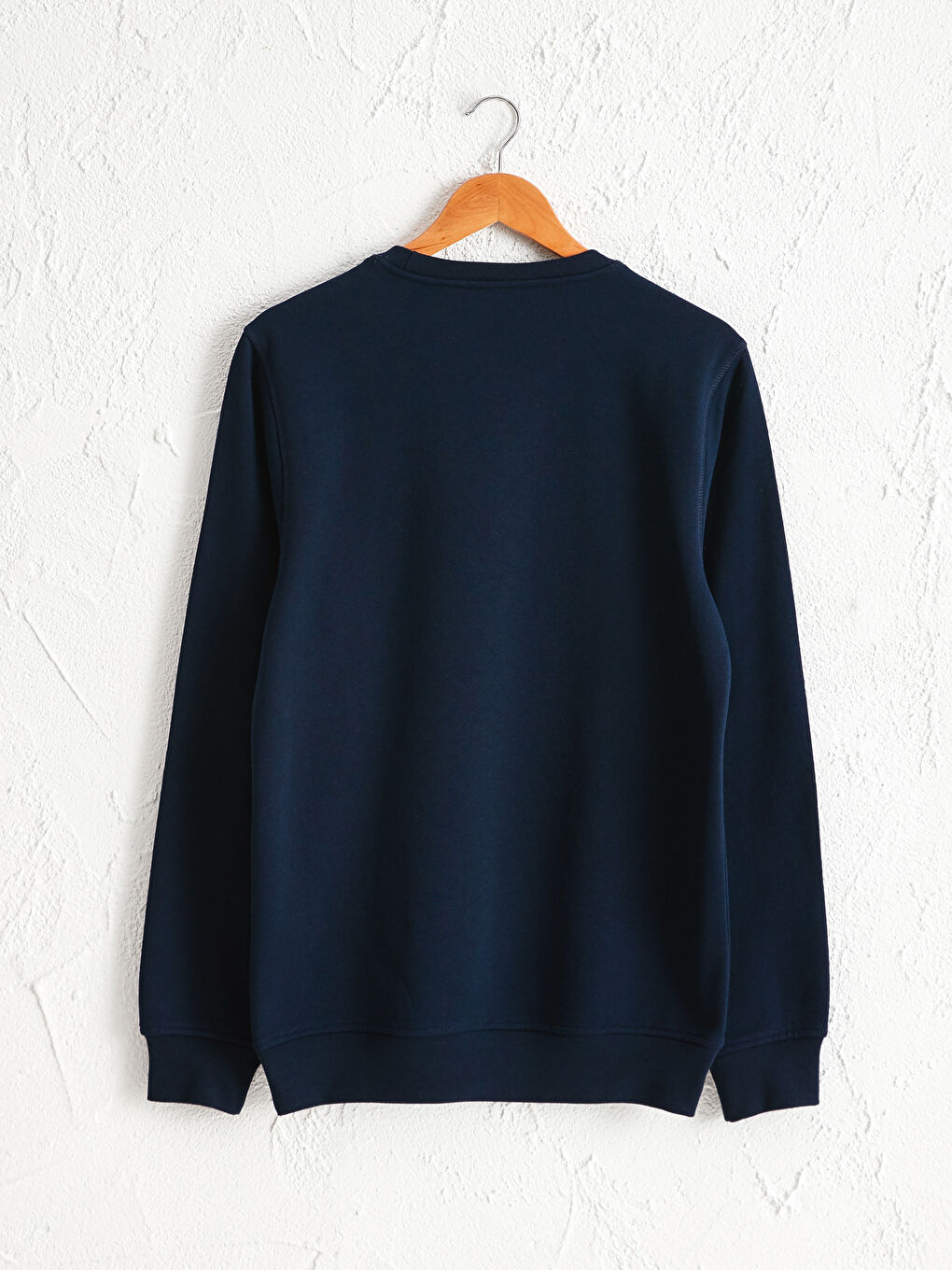 Lacivert Rahat Kalıp Bisiklet Yaka Basic Sweatshirt-1