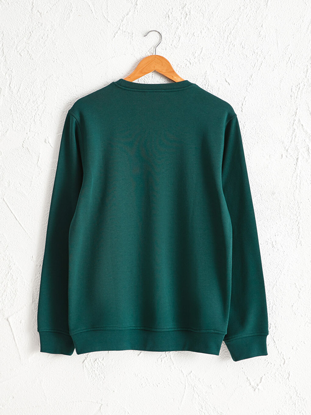 Yeşil Rahat Kalıp Bisiklet Yaka Basic Sweatshirt-1