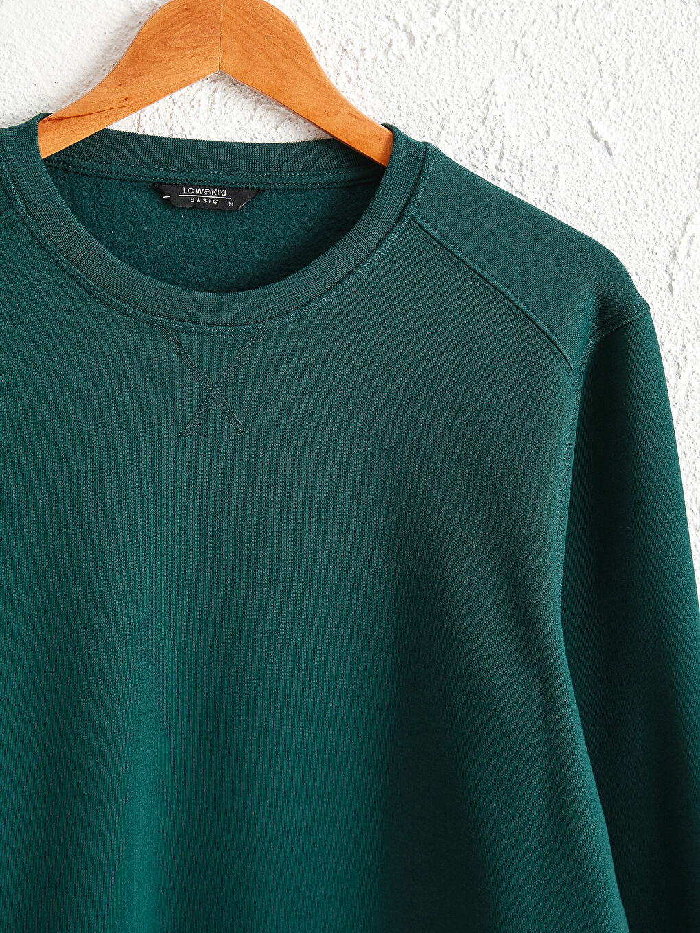 Yeşil Rahat Kalıp Bisiklet Yaka Basic Sweatshirt-2