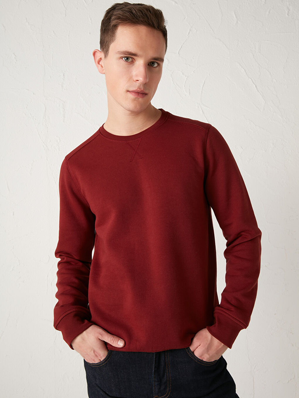 Comfortable Fit Crew Neck Basic Sweatshirt-2