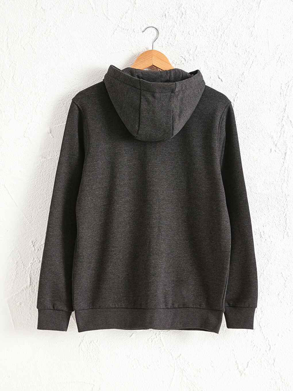 Antrasit Rahat Kalıp Kapüşonlu Basic Sweatshirt-1