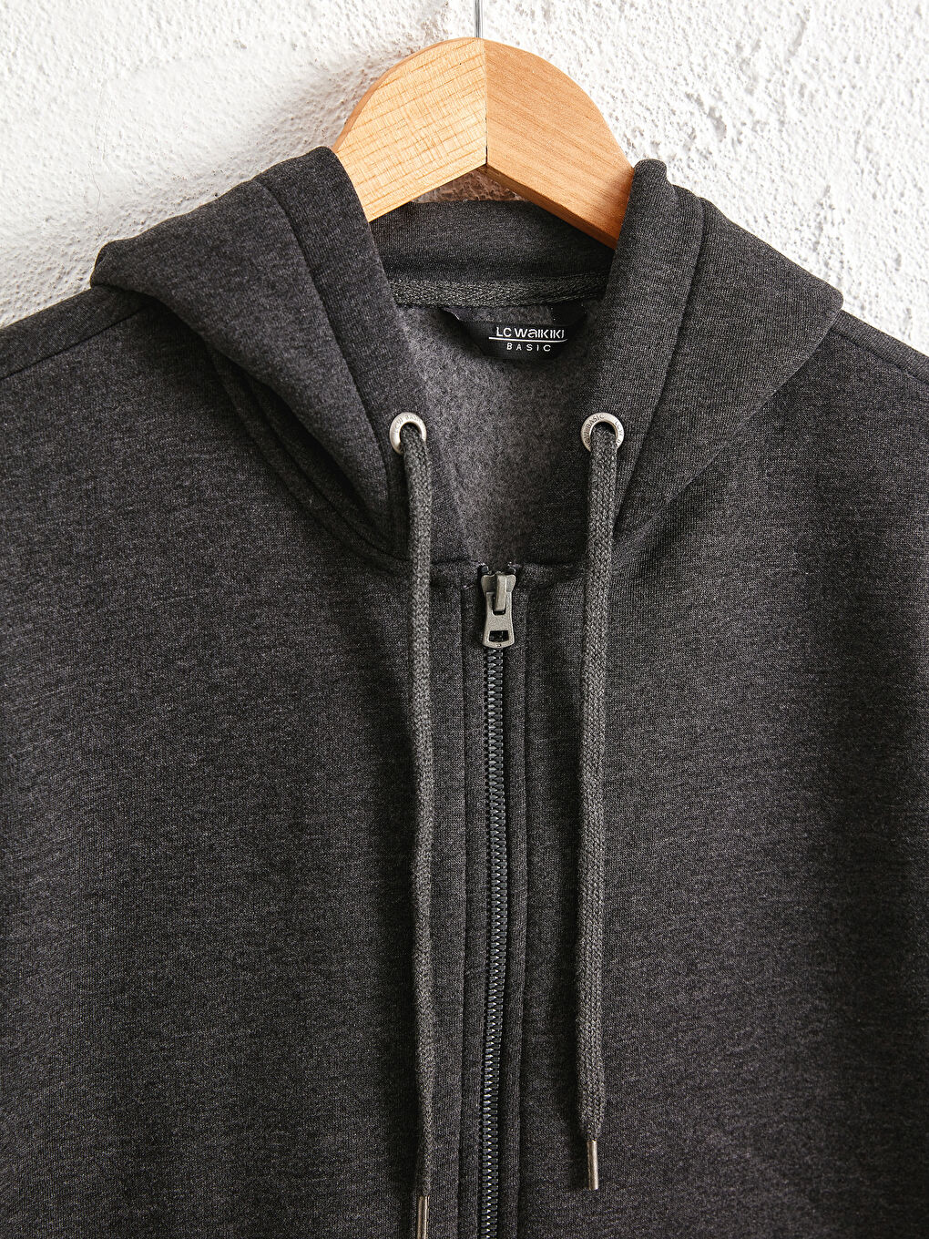 Antrasit Rahat Kalıp Kapüşonlu Basic Sweatshirt-2