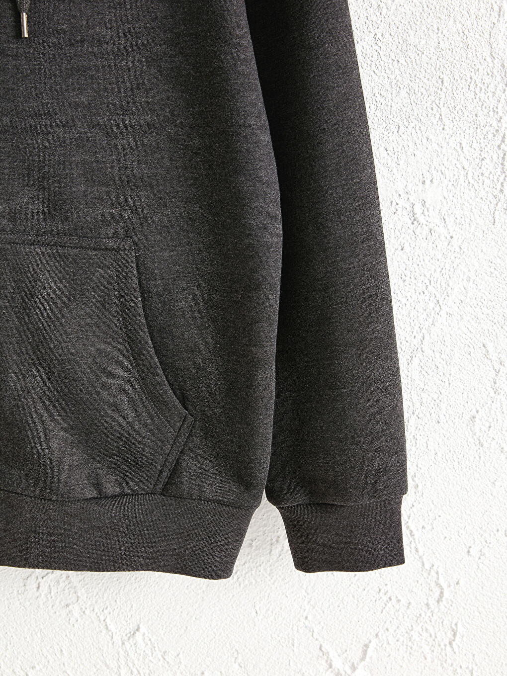 Antrasit Rahat Kalıp Kapüşonlu Basic Sweatshirt-3