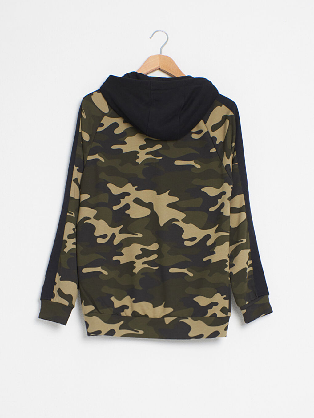 Sweat Zippé à Capuche Motif Camouflage-1