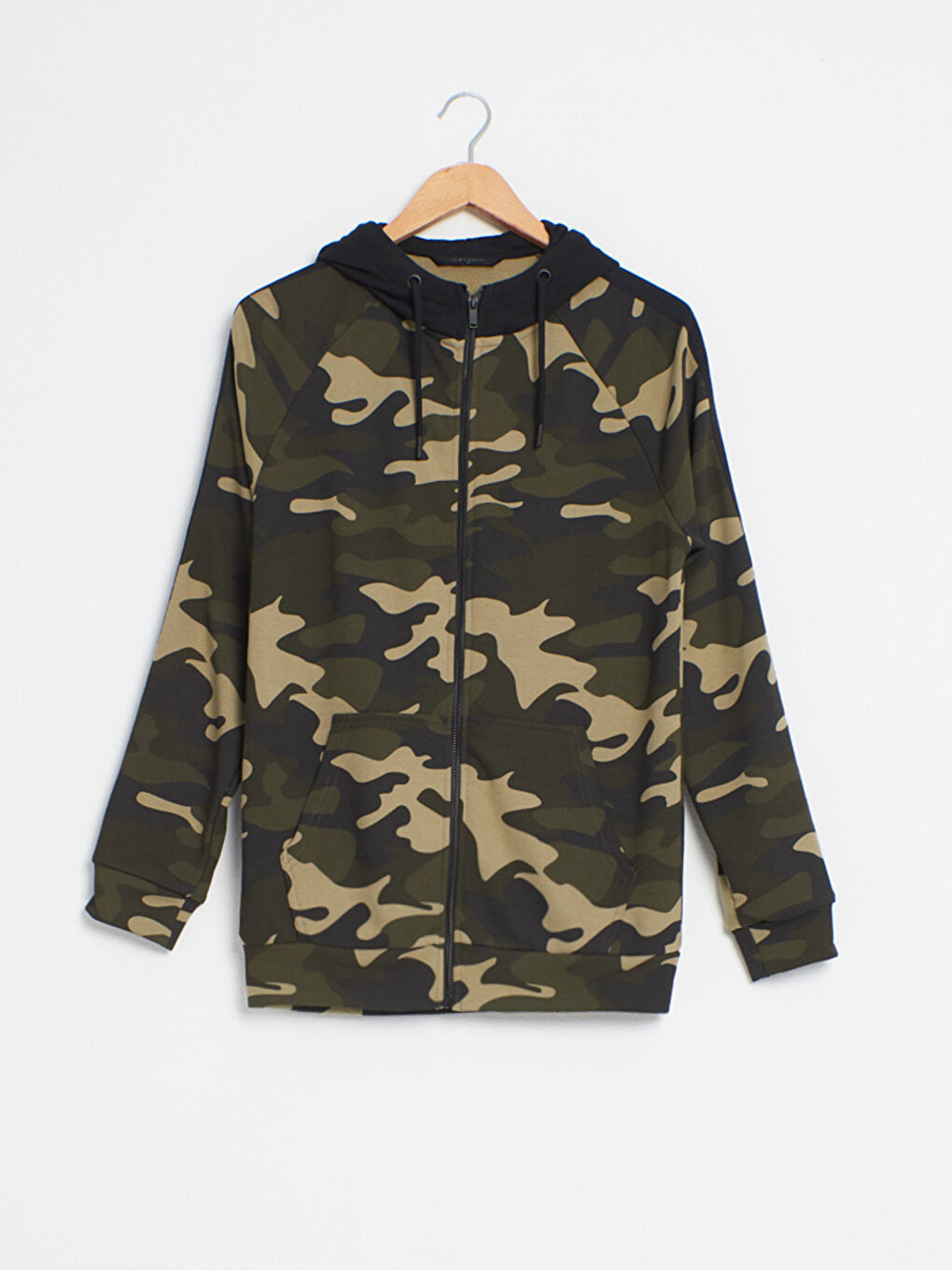 Sweat Zippé à Capuche Motif Camouflage