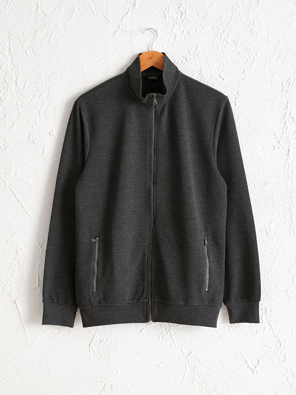 Antrasit Rahat Kalıp Dik Yaka Basic Hırka