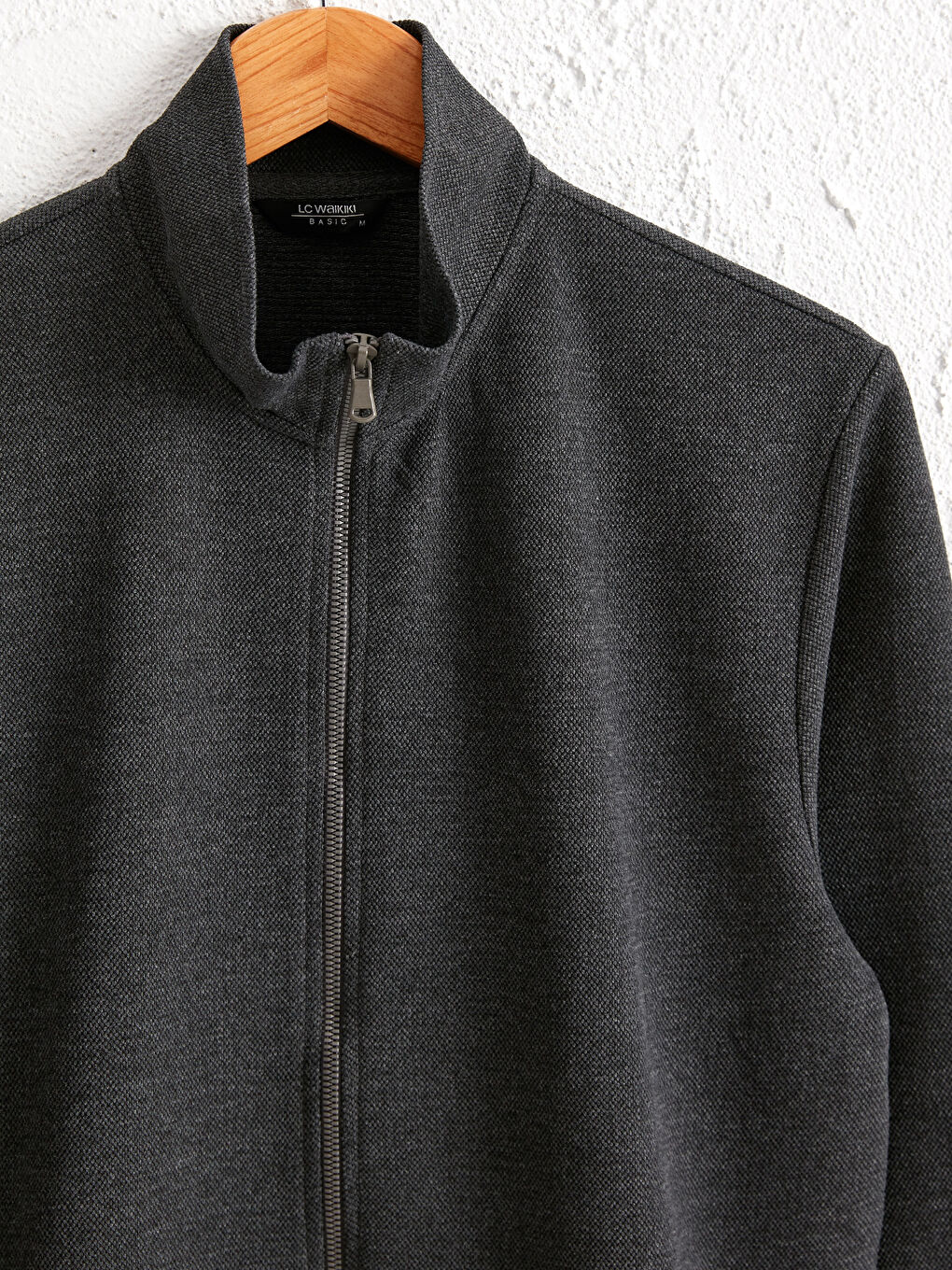 Antrasit Rahat Kalıp Dik Yaka Basic Hırka-4