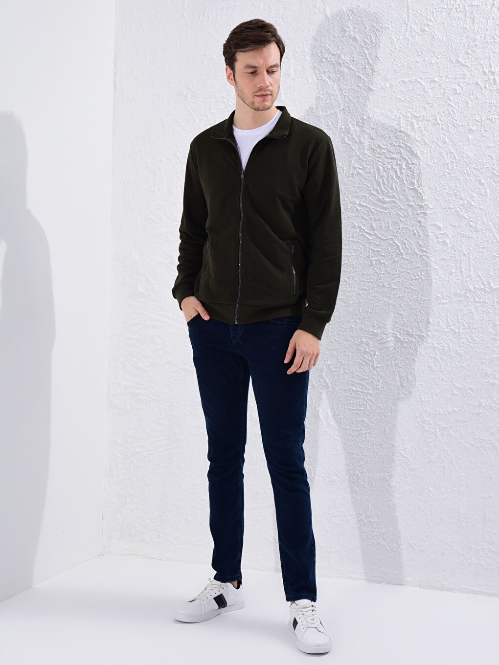 Кардиган базовый с воротником-трубой свободного кроя-2