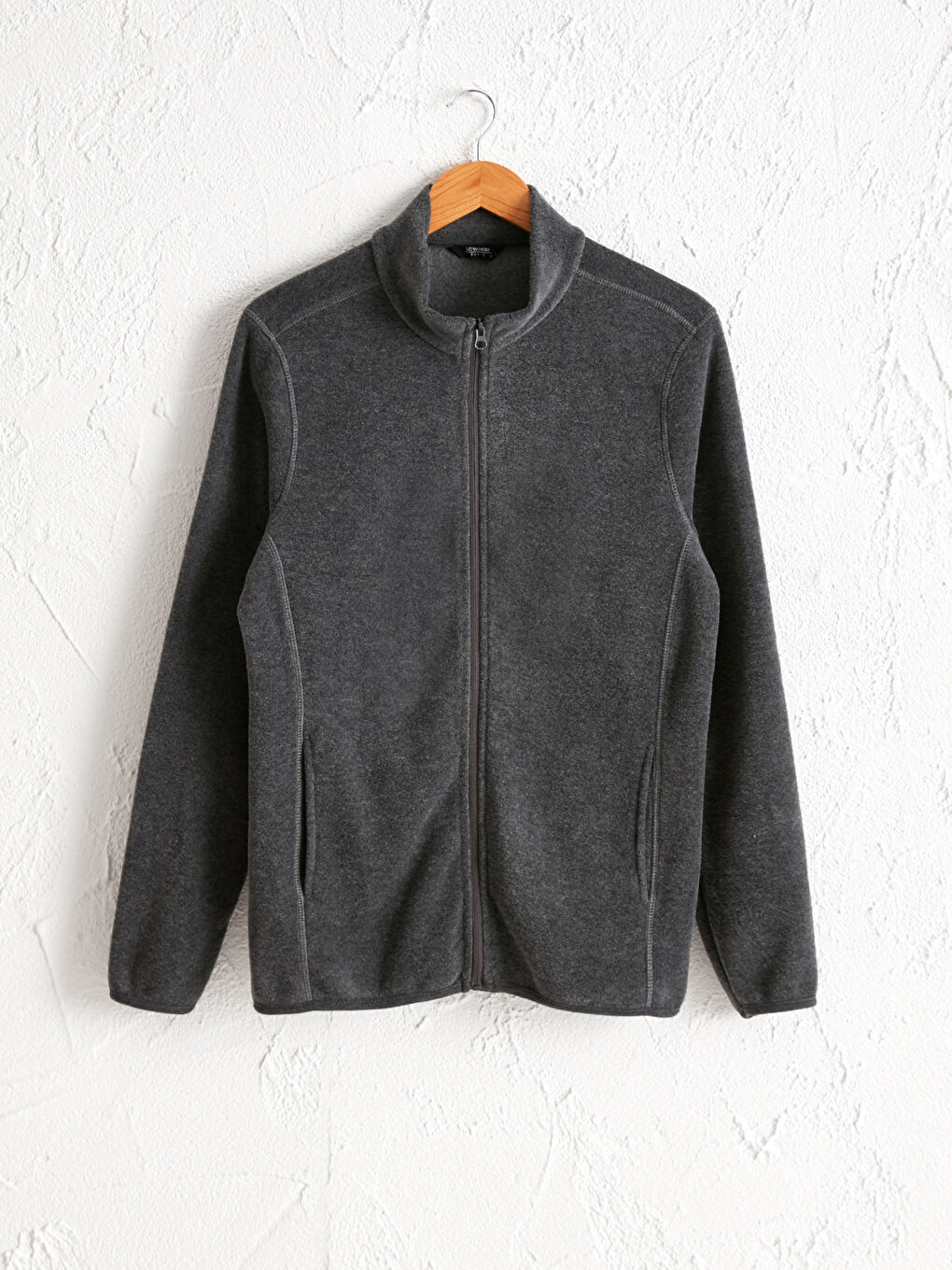 Gri Dik Yaka Kalın Polar Hırka