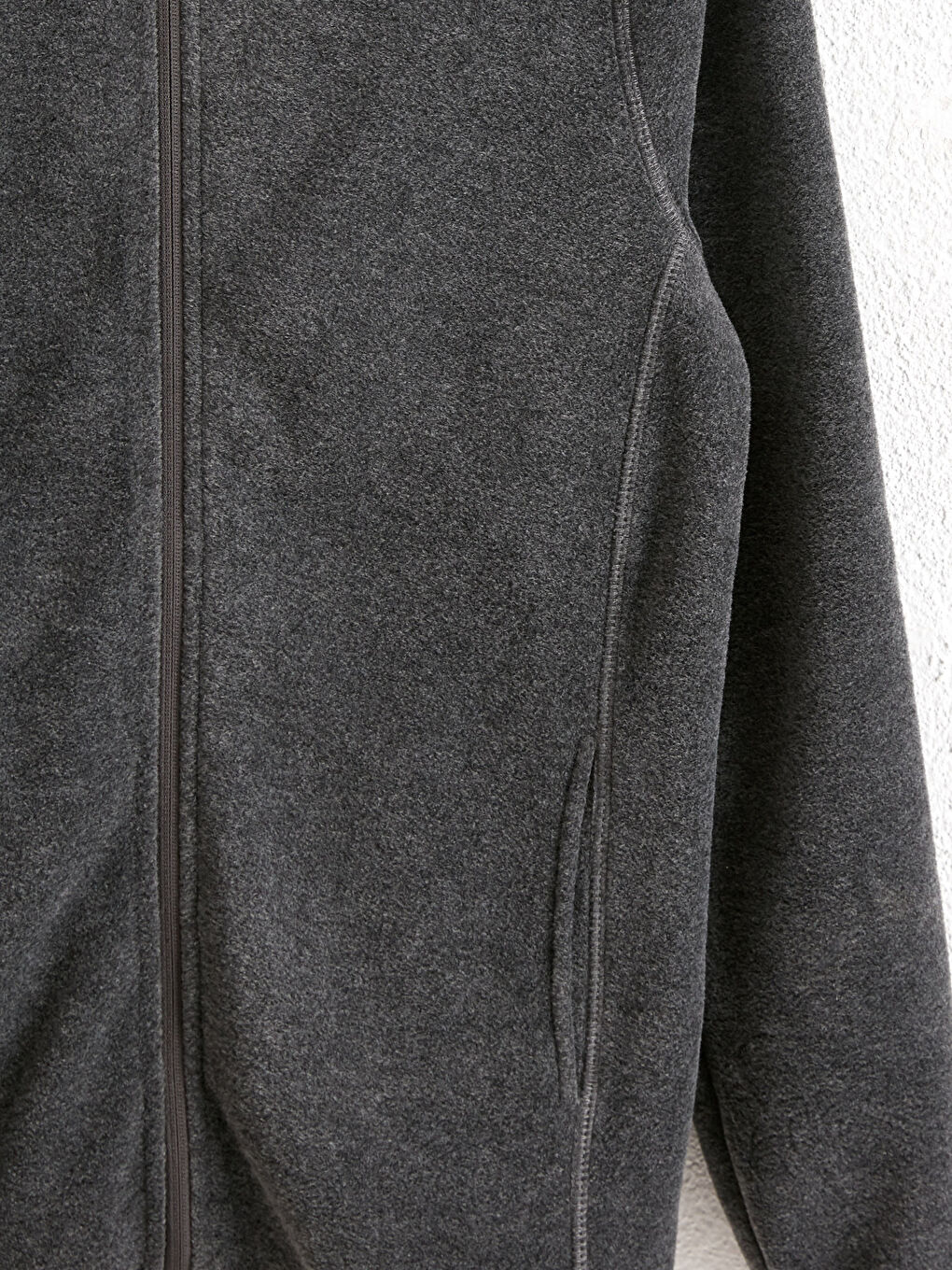 Gri Dik Yaka Kalın Polar Hırka-2