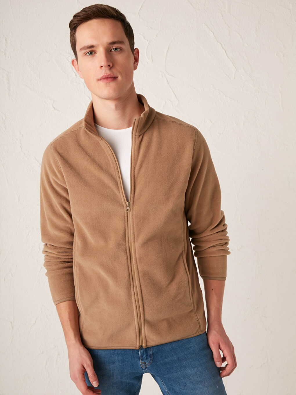 Vertical Collar Thick Fleece Cardigan
