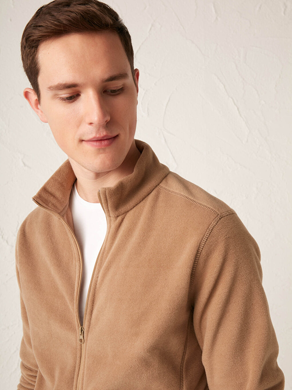Vertical Collar Thick Fleece Cardigan-1