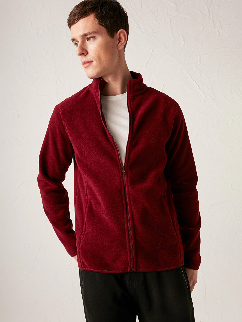 LCWAIKIKI Basic Vertical Collar Thick Fleece Cardigan - 0W6006Z8