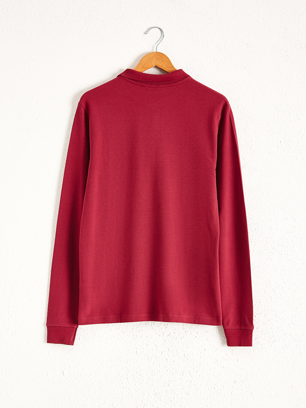 Polo Neck Long Sleeve Basic Pique T-shirt-2