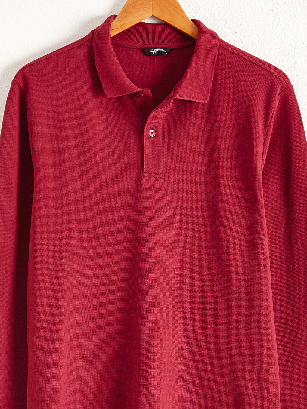 Polo Neck Long Sleeve Basic Pique T-shirt-4