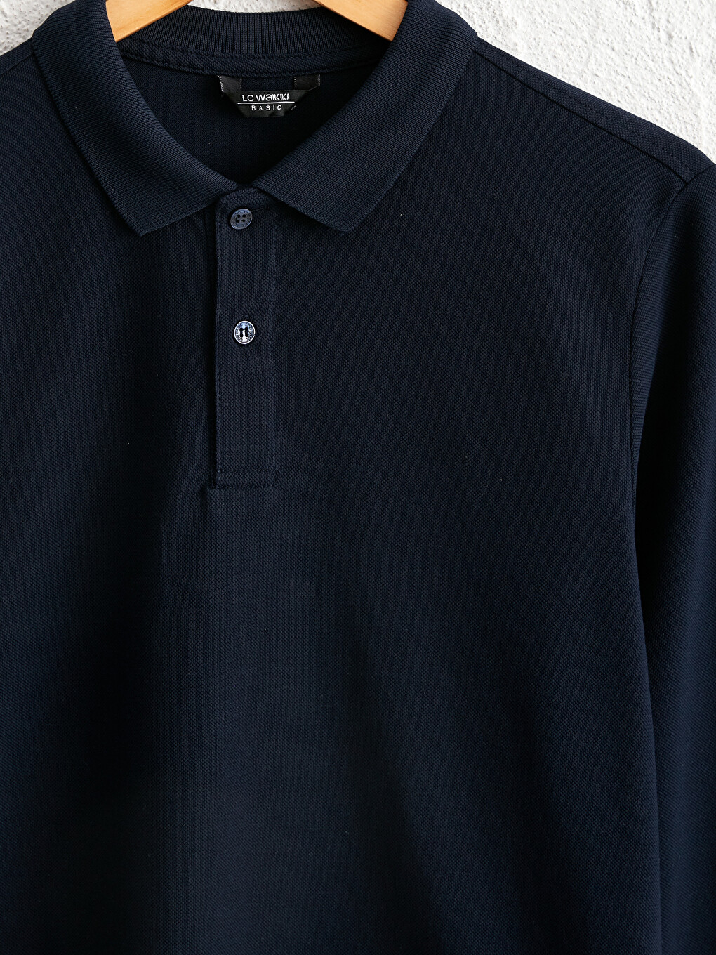 Polo Neck Long Sleeve Basic Pique T-shirt-2