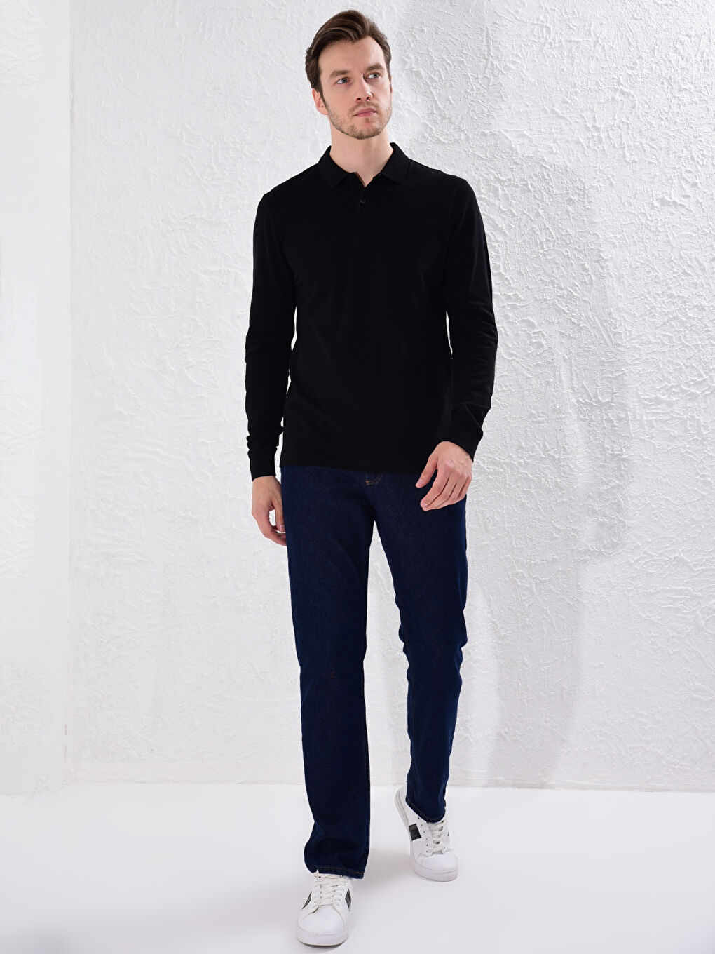 Базовая футболка-поло с длинным рукавом-2