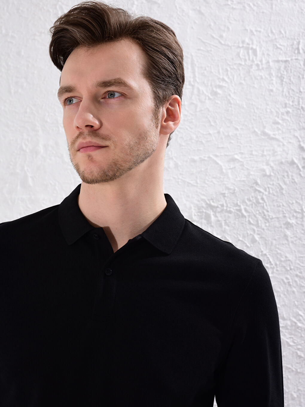 Базовая футболка-поло с длинным рукавом-4