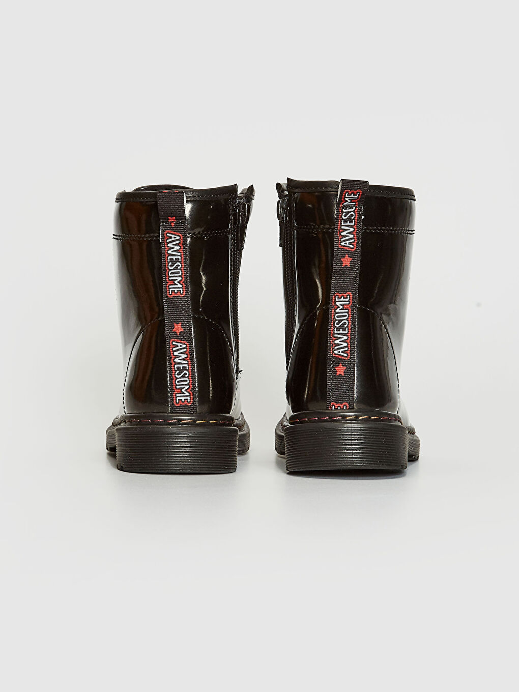 Siyah Kız Çocuk Bağcıklı Parlak Bot-4