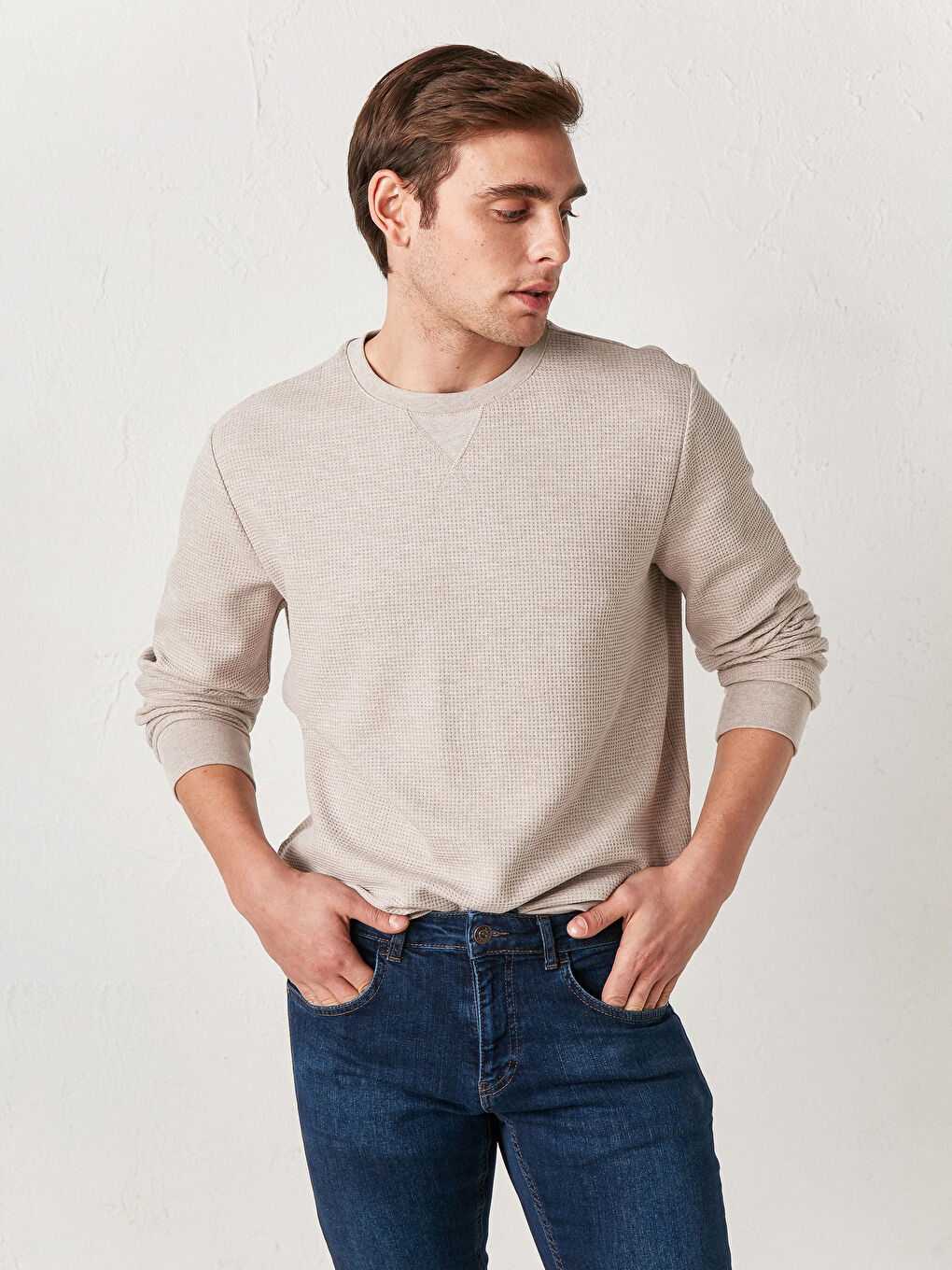 Crew Neck Basic Sweatshirt-1