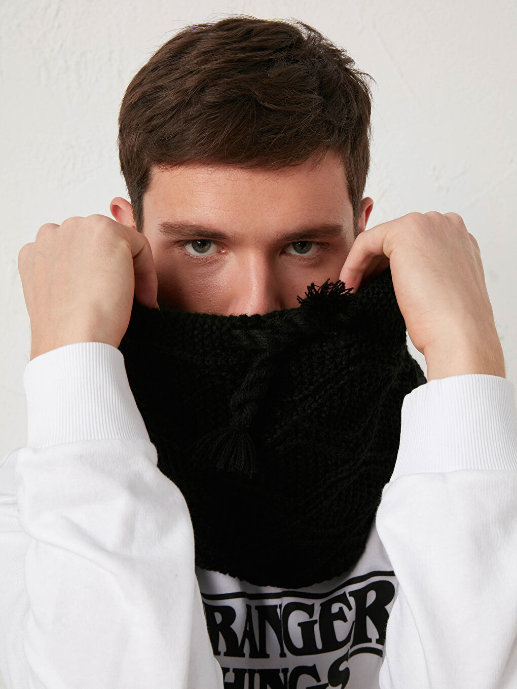 Шарф-труба из трикотажа с плюшевой подкладкой-1