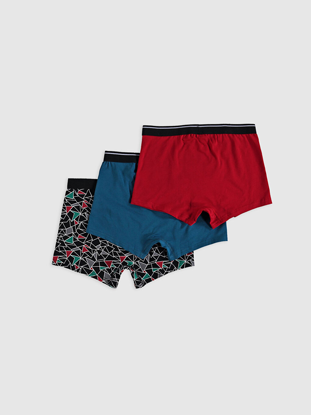 ٣ قطع قماش مطاطي مزخرف بقصة عادية شورت بوكسر-1