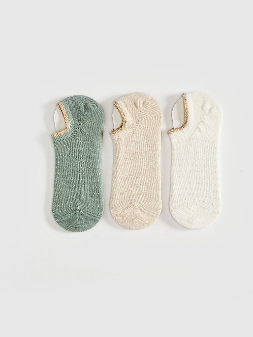 Ekru Kadın Patik Çorap 3'lü-1