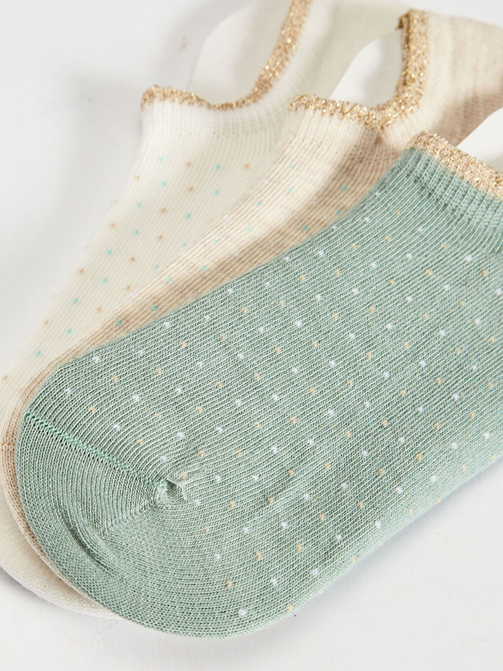 Ekru Kadın Patik Çorap 3'lü-2