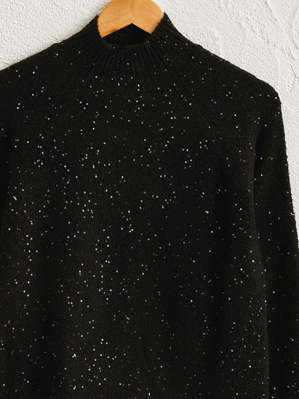 Жалған биік жағалы ашық жеңіл трикотаж жемпір-2