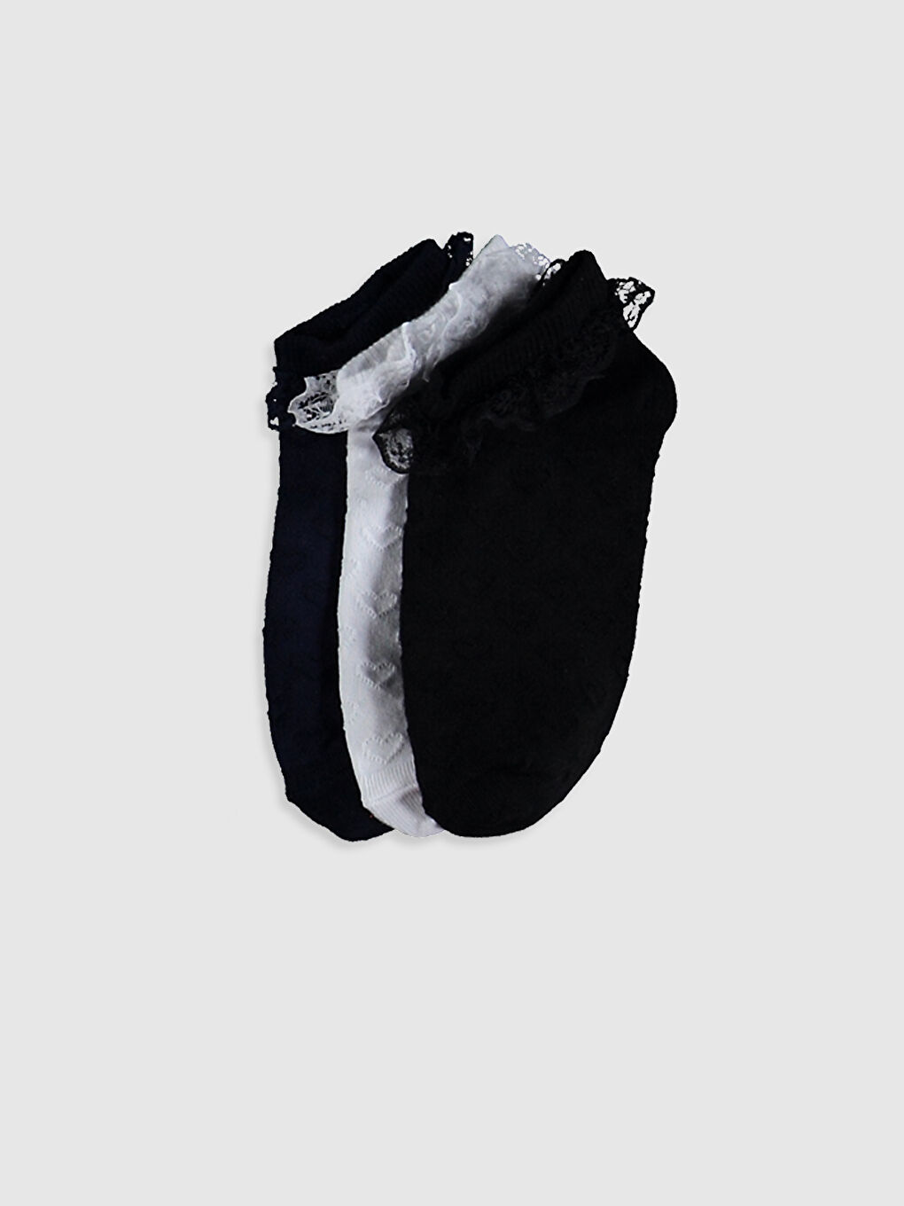 Siyah Kız Çocuk Patik Çorap 3'lü