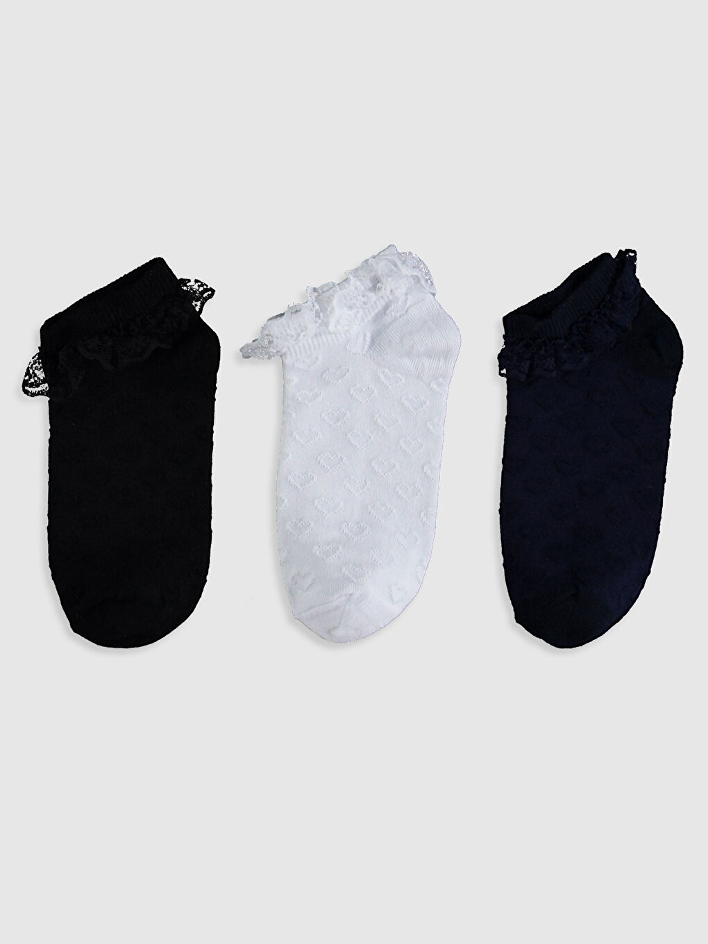 Siyah Kız Çocuk Patik Çorap 3'lü-1