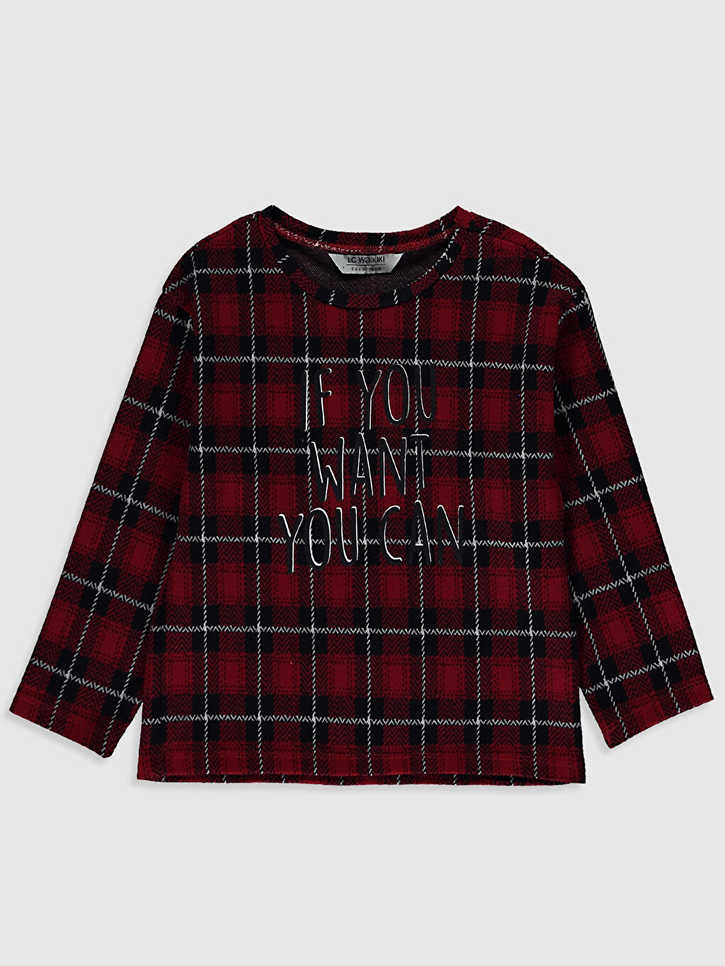 Girl's Letter Printed Chequered T-Shirt