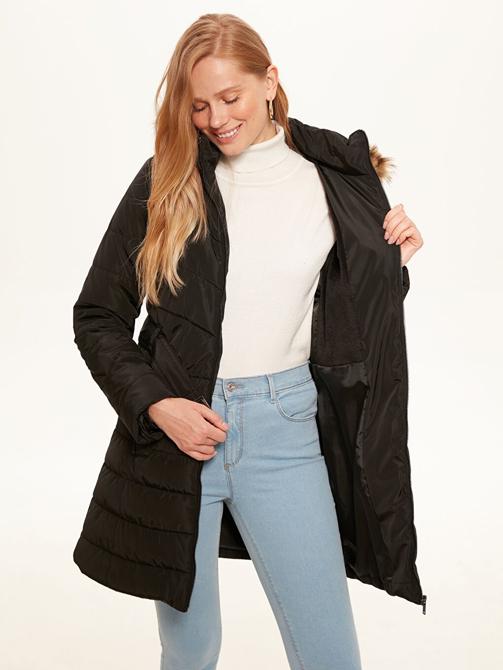Women's Down Jacket With Hooded Long Sleeve-1