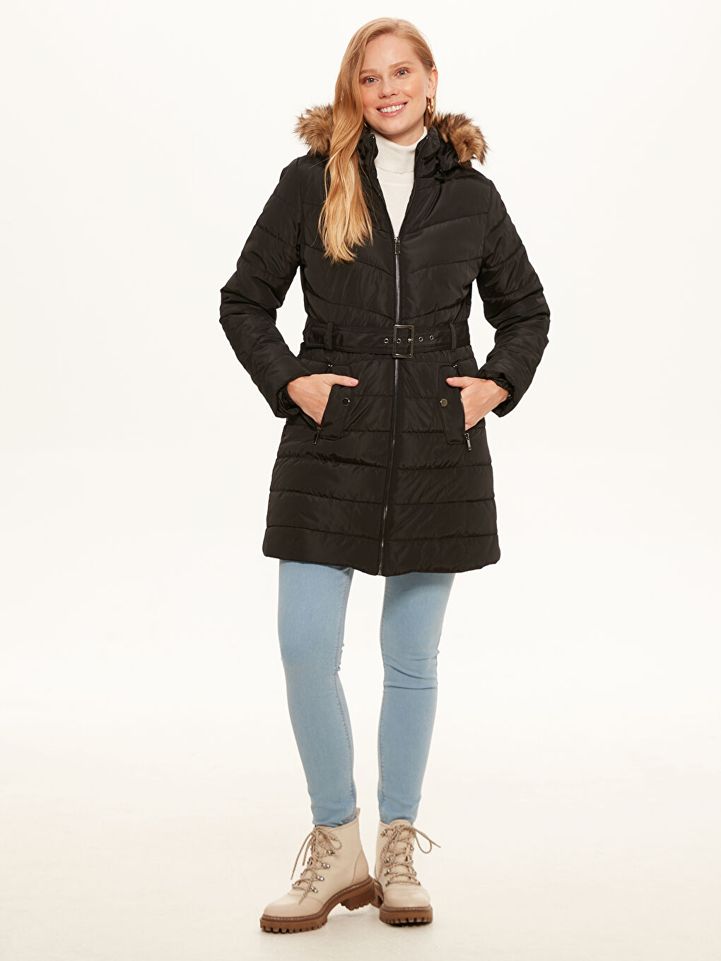 Women's Down Jacket With Hooded Long Sleeve-2