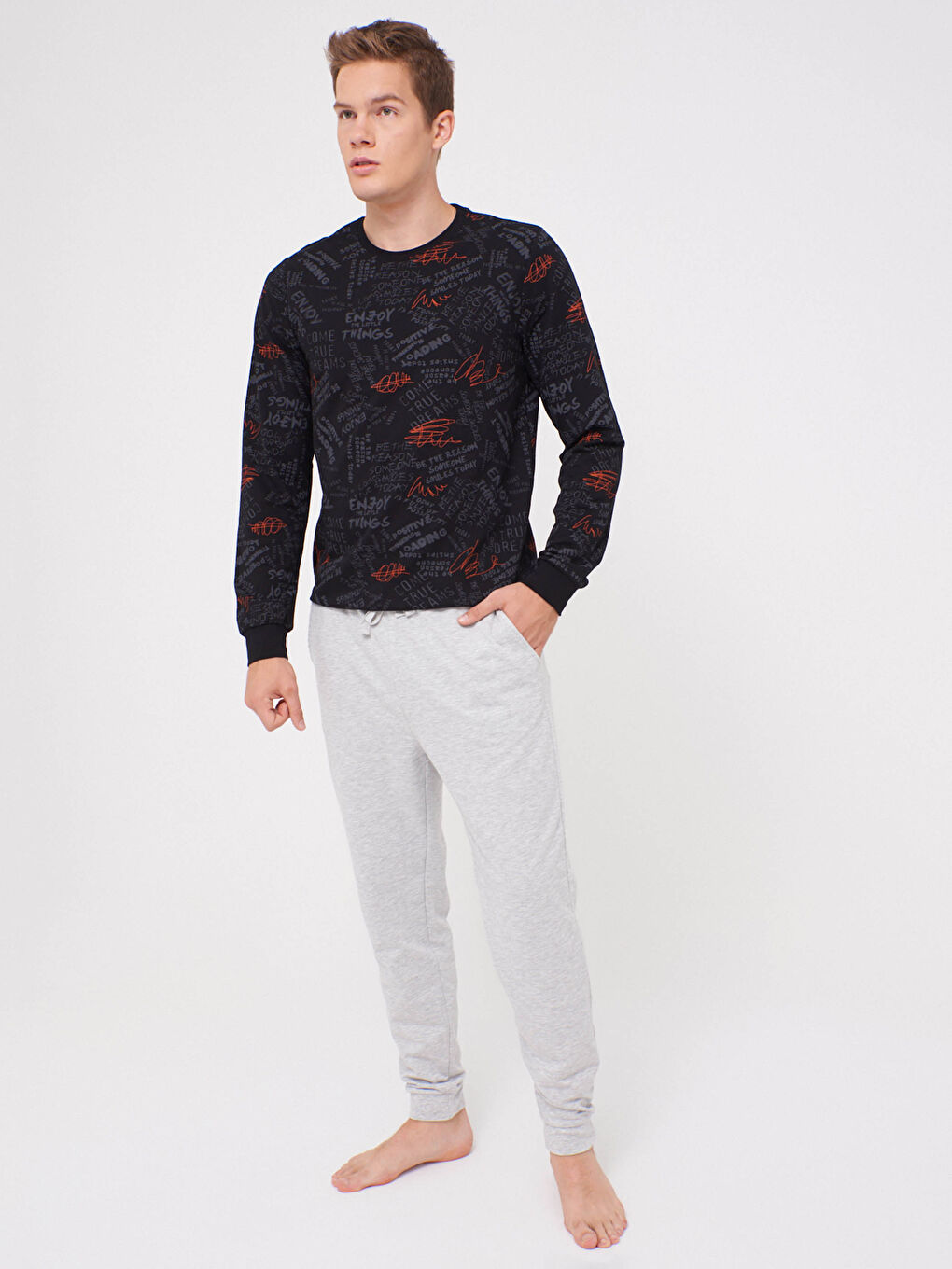Пижамный Комплект Стандартного Кроя С Принтом-1