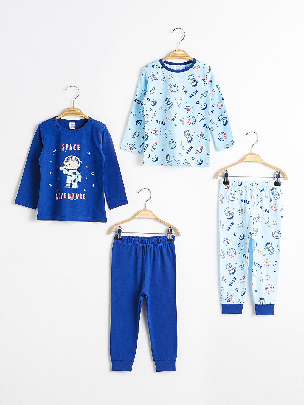 Crew Neck Long Sleeve Printed Cotton Baby Boy Pajamas Set