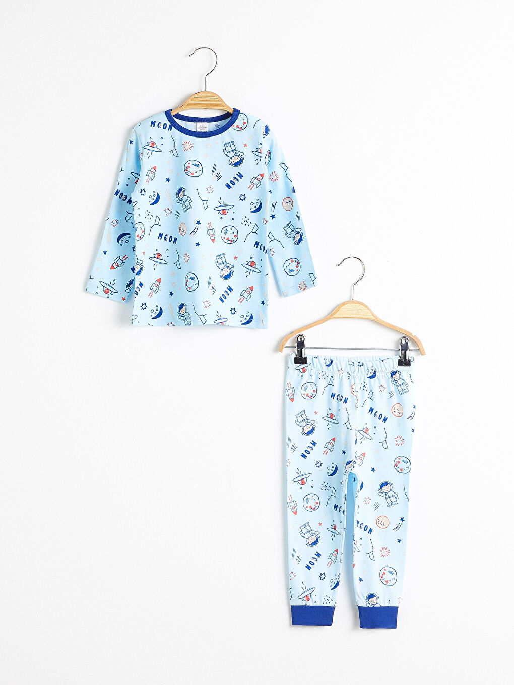 Crew Neck Long Sleeve Printed Cotton Baby Boy Pajamas Set-1