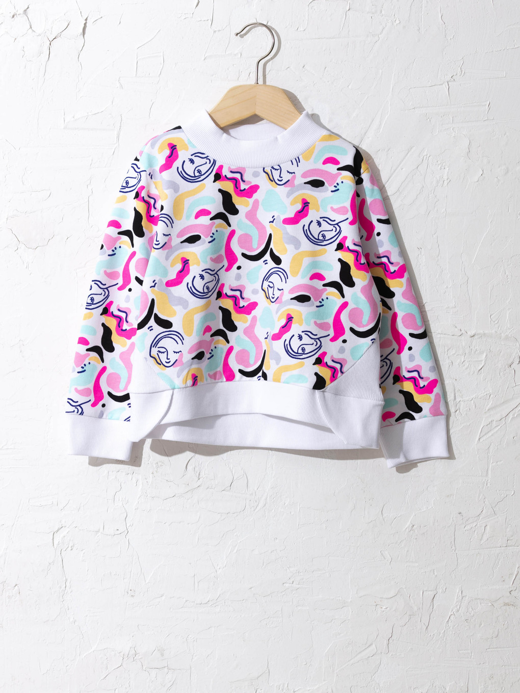 Beyaz Kız Çocuk Baskılı Sweatshirt